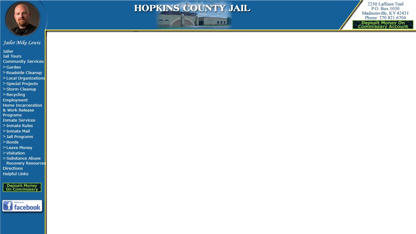 Hopkins County Jail Pop Call & Commissary List